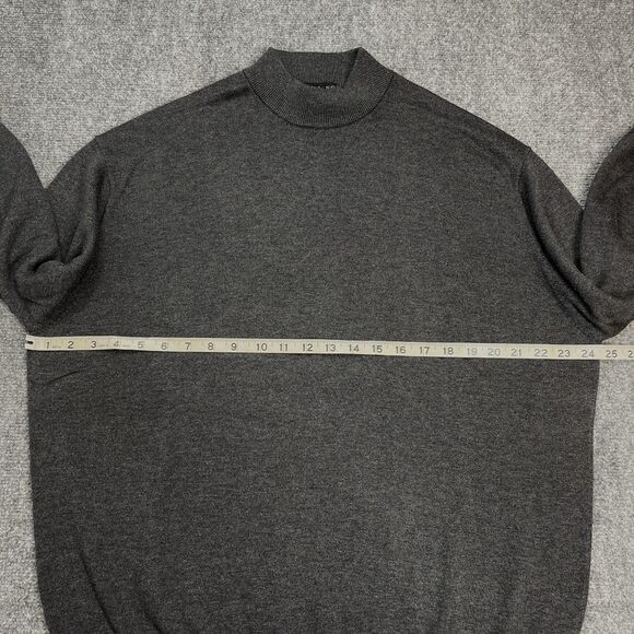 Tulliano Sweater Mens XL Dark Gray Silk Cotton Mock Neck Pullover Lightweight - Picture 4 of 6